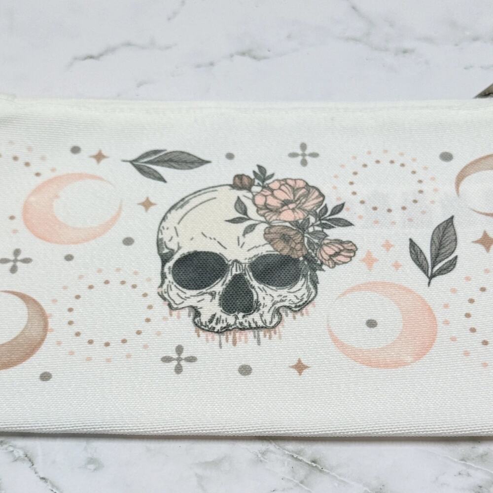 Floral Skull Zipper Pouch